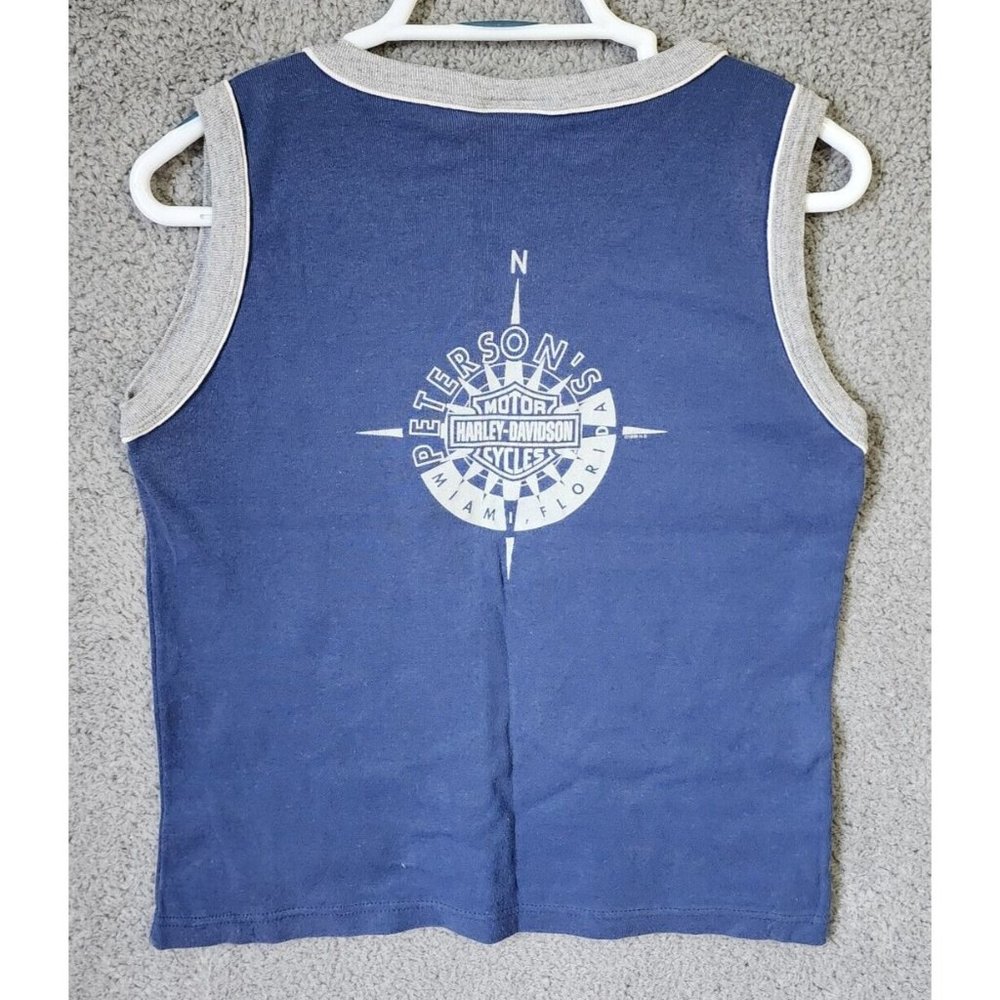 Harley Davidson Y2K 2000 Women's Sleeveless Ringer Tank Top Miami FL Blue Size L - Picture 10 of 12